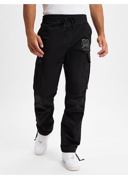 HUGO Męskie spodnie cargo - Garlo_RB Mężczyźni Bawełna czarny jednolity ze sklepu vangraaf w kategorii Spodnie męskie - zdjęcie 178899578
