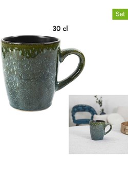 THE HOME DECO FACTORY Kubki (2 szt.) &quot;Elia&quot; w kolorze czarno-zielonym - 300 ml ze sklepu Limango Polska w kategorii Dzbanki i zaparzacze - zdjęcie 178900479
