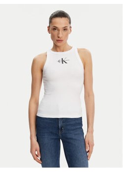 Calvin Klein Jeans Top Monologo J20J225301 Biały Slim Fit ze sklepu MODIVO w kategorii Bluzki damskie - zdjęcie 178900978