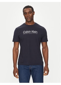 Calvin Klein T-Shirt Double Logo K10K114149 Granatowy Regular Fit ze sklepu MODIVO w kategorii T-shirty męskie - zdjęcie 178912817