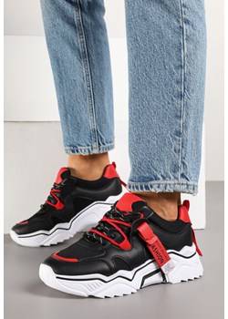 Czarno-Czerwone Sneakersy z Siateczkowymi Wstawkami i Paskami na Boku Taneril ze sklepu renee.pl w kategorii Buty sportowe damskie - zdjęcie 178918636