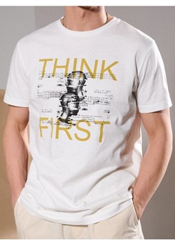 Sinsay - Koszulka z nadrukiem - kremowy ze sklepu Sinsay w kategorii T-shirty męskie - zdjęcie 178920059
