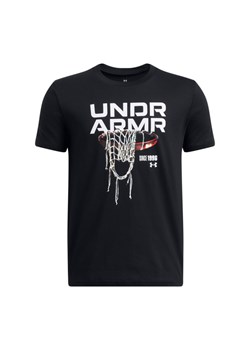 Chłopięca koszulka z nadrukiem Under Armour UA B Hoops Net SS - czarna ze sklepu Sportstylestory.com w kategorii T-shirty chłopięce - zdjęcie 178945346