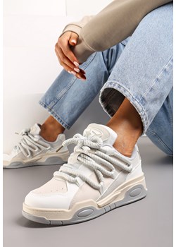 Beżowe Sneakersy na Grubej Podeszwie z Imitacji Skóry z Grubymi Sznurowadłami Virinal ze sklepu renee.pl w kategorii Buty sportowe damskie - zdjęcie 178949865