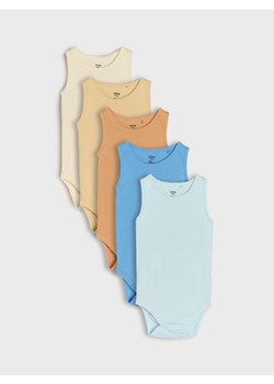 Sinsay - Body bez rękawów z prążkowanej dzianiny 5 pack - kremowy ze sklepu Sinsay w kategorii Odzież dla niemowląt - zdjęcie 178954519