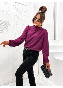 ELEGANCKA BLUZKA Z BUFIASTYMI RĘKAWAMI- BORDOWA ze sklepu olika.com.pl w kategorii Bluzki damskie - zdjęcie 178957128