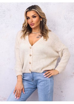 LUŹNY SWETER ZE ZŁOTYMI GUZIKAMI- BEŻOWY ze sklepu olika.com.pl w kategorii Swetry damskie - zdjęcie 178957749