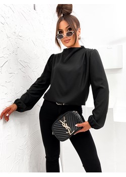 ELEGANCKA BLUZKA Z BUFIASTYMI RĘKAWAMI- CZARNA ze sklepu olika.com.pl w kategorii Bluzki damskie - zdjęcie 178964305
