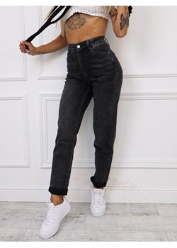 SPODNIE MOM STRETCH CIEMNO SZARE- WYSOKI STAN ze sklepu olika.com.pl w kategorii Spodnie damskie - zdjęcie 178966418