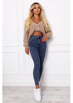 SPODNIE JEANSOWE SKINNY PUSH UP- CIEMNY GRANAT ze sklepu olika.com.pl w kategorii Spodnie damskie - zdjęcie 178967516