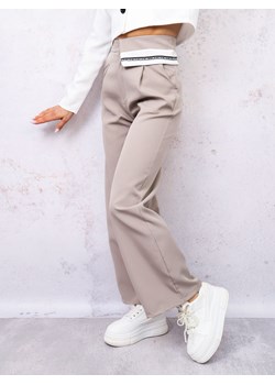 SPODNIE MATERIAŁOWE ELEGANCKIE Z MANKIETEM W PASIE- FANGO ze sklepu olika.com.pl w kategorii Spodnie damskie - zdjęcie 178967665