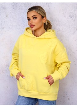 BLUZA OVERSIZE Z EMOTKAMI I NAPISEM- ŻÓŁTA ze sklepu olika.com.pl w kategorii Bluzy damskie - zdjęcie 178968929