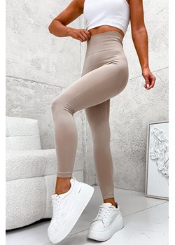 LEGGINSY MODELUJĄCE Z SZEROKIM PASEM- BEŻOWE ze sklepu olika.com.pl w kategorii Spodnie damskie - zdjęcie 178969836