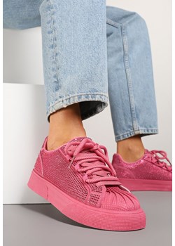 Fuksjowe Sneakersy na Grubej Podeszwie z Cyrkoniami Lisariana ze sklepu renee.pl w kategorii Buty sportowe damskie - zdjęcie 178975209
