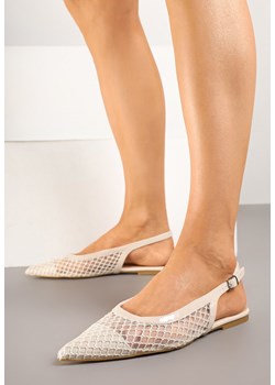 Beżowe Siateczkowe Sandały Slingback na Płaskiej Podeszwie Reolanta ze sklepu renee.pl w kategorii Balerinki - zdjęcie 178975266
