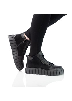Skórzane trampki damskie Pollonus czarny lico 5-1575-004 ze sklepu butyolivier w kategorii Buty sportowe damskie - zdjęcie 178980715