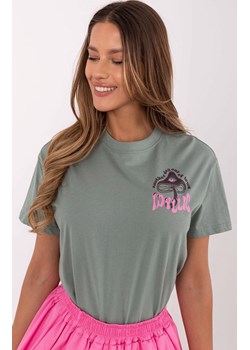 Pistacjowy damski t-shirt z napisami D12022AC02645H, Kolor pistacjowy, Rozmiar M, Sublevel ze sklepu Primodo w kategorii Bluzki damskie - zdjęcie 178983555