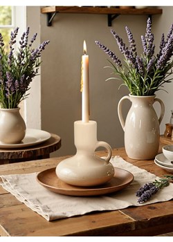 Sinsay - Ceramiczny świecznik z uchwytem - beżowy ze sklepu Sinsay w kategorii Świeczniki - zdjęcie 178998927