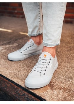 Krótkie trampki męskie monokolor - szare V2 OM-FOSL-0116 ze sklepu ombre w kategorii Trampki męskie - zdjęcie 178999166