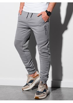 Patchworkowe spodnie męskie dresowe joggery OM-PASK-22FW-013 - szare V5 ze sklepu ombre w kategorii Spodnie męskie - zdjęcie 178999178