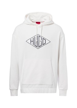 HUGO Męski sweter z kapturem - Dacorolo Mężczyźni Bawełna biały jednolity ze sklepu vangraaf w kategorii Bluzy męskie - zdjęcie 178999485