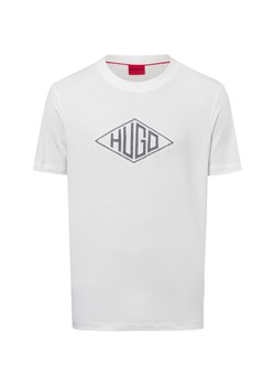 HUGO Koszulka męska - Dalendi Mężczyźni Bawełna biały jednolity ze sklepu vangraaf w kategorii T-shirty męskie - zdjęcie 178999486