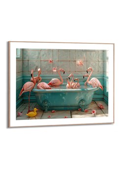 Orangewallz Druk artystyczny &quot;Flamingo Bath Party&quot; w ramce - 50 x 70 cm ze sklepu Limango Polska w kategorii Obrazy - zdjęcie 179000196