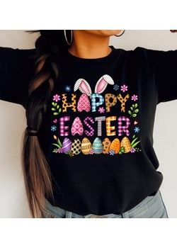 Czarna Damska koszulka Happy Easter ze sklepu Time For Fashion w kategorii Bluzki damskie - zdjęcie 179001866