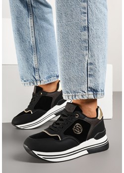 Czarne Sneakersy na Grubej Podeszwie z Ozdobną Naszywką Ronivelle ze sklepu born2be.pl w kategorii Buty sportowe damskie - zdjęcie 179010705