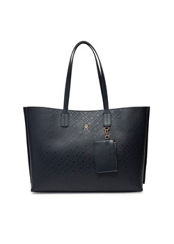 Torebka Tommy Hilfiger Th Distinct Tote Mono AW0AW17195 Granatowy ze sklepu eobuwie.pl w kategorii Torby Shopper bag - zdjęcie 179020809