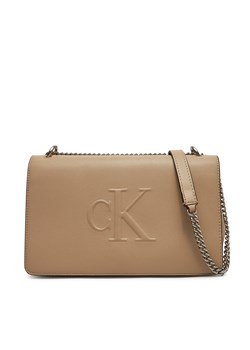 Torebka Calvin Klein Jeans Sculpted Ew Flap25 Shoulder Bag LV04K3035G Beżowy ze sklepu eobuwie.pl w kategorii Kopertówki - zdjęcie 179020825