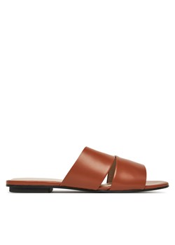 Klapki Calvin Klein Flat Slide - Lth 2 Straps HW0HW02365 Brązowy ze sklepu eobuwie.pl w kategorii Klapki damskie - zdjęcie 179025579