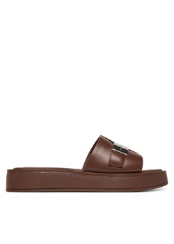 Klapki Calvin Klein Flatform Slide W/Ck Hw - Lth HW0HW02368 Brązowy ze sklepu eobuwie.pl w kategorii Klapki damskie - zdjęcie 179025659