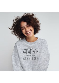 WOOOP Bluza &quot;I am a great Mom because I have great children&quot; w kolorze szarym ze sklepu Limango Polska w kategorii Bluzy damskie - zdjęcie 179026217