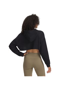Damska bluza dresowa nierozpinana z kapturem Under Armour UA Icon Terry Crop Hoodie - czarna ze sklepu Sportstylestory.com w kategorii Bluzy damskie - zdjęcie 179028106