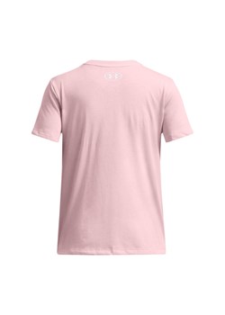 Dziewczęcy t-shirt z nadrukiem Under Armour UA Big Logo SS - różowy ze sklepu Sportstylestory.com w kategorii Bluzki dziewczęce - zdjęcie 179028228