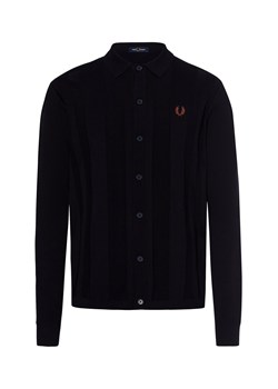 Fred Perry Męski kardigan Mężczyźni Bawełna granatowy jednolity ze sklepu vangraaf w kategorii Swetry męskie - zdjęcie 179034806