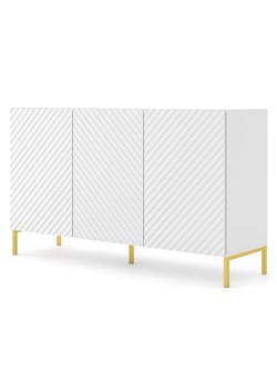 Komoda w stylu glamour biały mat + złote nóżki - Resa 3X ze sklepu Edinos.pl w kategorii Komody - zdjęcie 179038406
