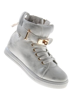 Srebrne trampki dziecięce na niskim koturnie/ E9-2 7521 S293/ ze sklepu Pantofelek24.pl w kategorii Trampki dziecięce - zdjęcie 179046565