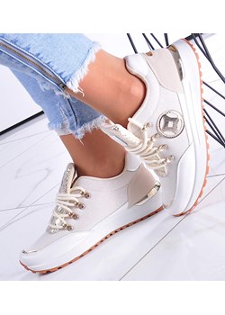 Modne damskie buty sportowe Beżowe /D7-3 12348 T697/ ze sklepu Pantofelek24.pl w kategorii Buty sportowe damskie - zdjęcie 179052176