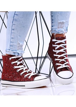 Wysokie bordowe trampki damskie /C1-2 16745 G9-84/ ze sklepu Pantofelek24.pl w kategorii Trampki damskie - zdjęcie 179055939