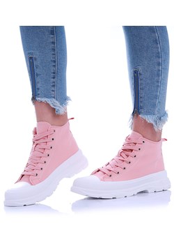 Wiązane różowe trampki damskie /E7-2 10266 S314/ ze sklepu Pantofelek24.pl w kategorii Trampki damskie - zdjęcie 179060607