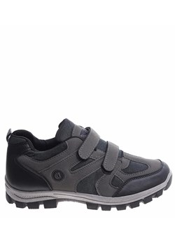 Męskie buty trekkingowe na rzepy szare /A10-1 15437 S398/ ze sklepu Pantofelek24.pl w kategorii Buty trekkingowe męskie - zdjęcie 179063927