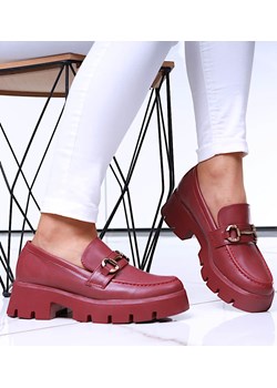 Bordowe loafersy damskie /D9-3 16849 G282/ ze sklepu Pantofelek24.pl w kategorii Półbuty damskie - zdjęcie 179066399