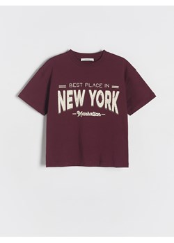 Reserved - Bawełniany t-shirt z nadrukiem - bordowy ze sklepu Reserved w kategorii T-shirty chłopięce - zdjęcie 179078079