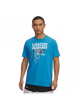 Męski t-shirt z nadrukiem Under Armour UA Hoops Net - niebieski ze sklepu Sportstylestory.com w kategorii T-shirty męskie - zdjęcie 179080208