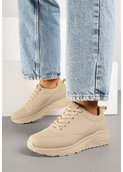Ciemnobeżowe Sneakersy z Tłoczoną Cholewką Ulithrena ze sklepu renee.pl w kategorii Buty sportowe damskie - zdjęcie 179080806