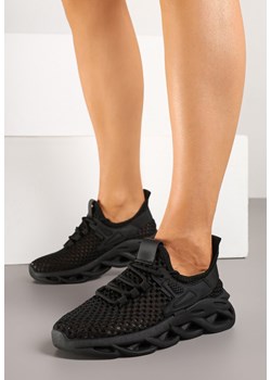 Czarne Sneakersy Siateczkowe na Podeszwie z Ozdobnymi Żłobieniami Sanovi ze sklepu born2be.pl w kategorii Buty sportowe damskie - zdjęcie 179081317