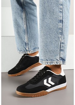 Czarno-Białe Sneakersy w Stylu Klasycznych Tenisówek z Ozdobnymi Przeszyciami Mepnia ze sklepu born2be.pl w kategorii Buty sportowe damskie - zdjęcie 179081356