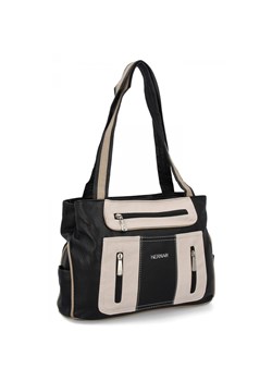 Torebka Damska Shopper Bag 2 Komory firmy Hernan 3892-1 Czarna/Beżowa ze sklepu PaniTorbalska w kategorii Torby Shopper bag - zdjęcie 179099965